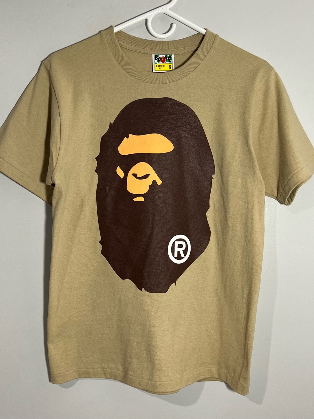 BAPE A Bathing Ape Tan Single Stitch Short Sleeve Vintage T-Shirt Mens Small